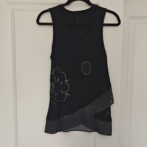 Desigual Black Asymmetrical Embellished Tank Top